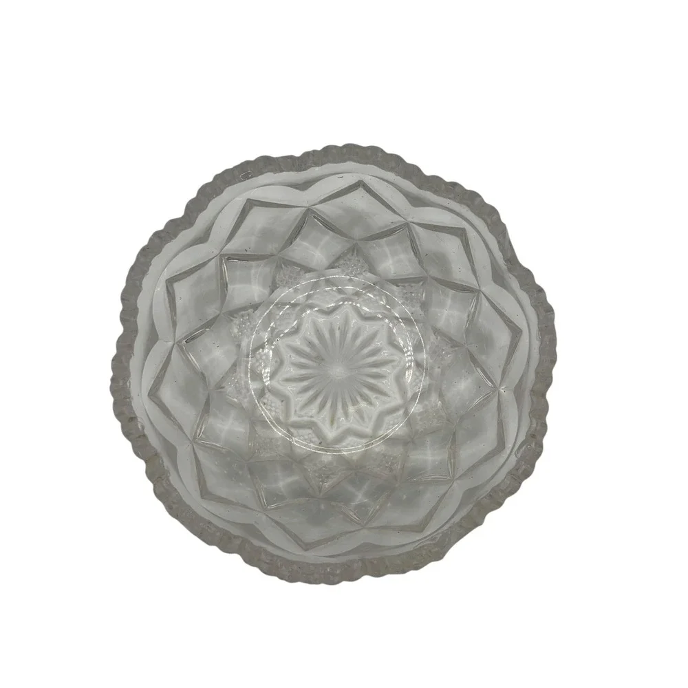 Clear Pressed Glass Candy Dish Bowl with‎ Scalloped Edge Vintage Decor